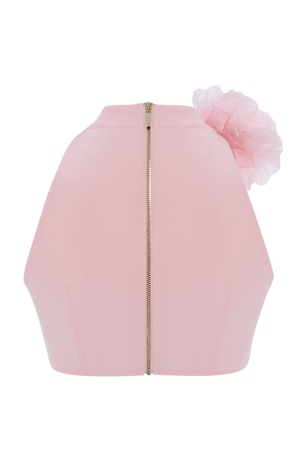 Kalmanovich Silk Crepe Crop-top With A Decorative Flower