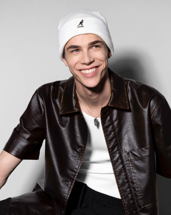 2-Way Text Beanie Hat Black