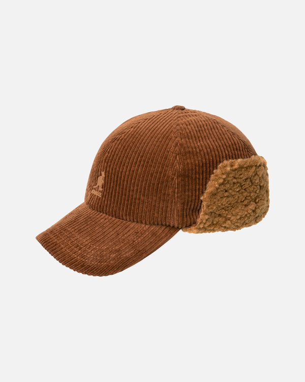 Cozy Cord Earflap Baseball Hat Rustic Caramel