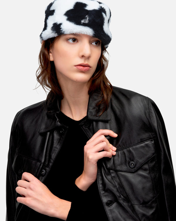 Faux Fur Topper Hat Black Solid
