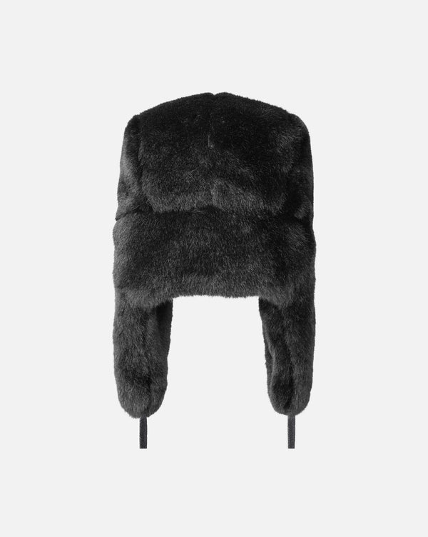 Faux Fur Trapper Hat Black