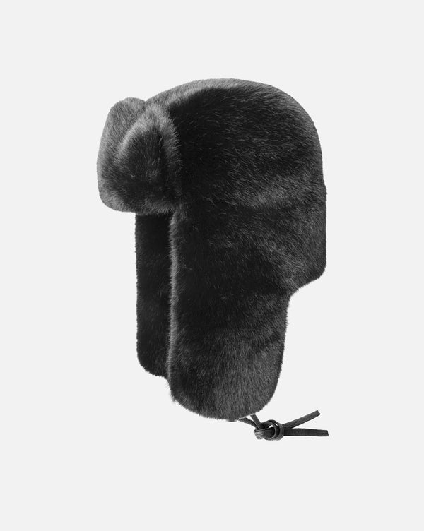 Faux Fur Trapper Hat Black