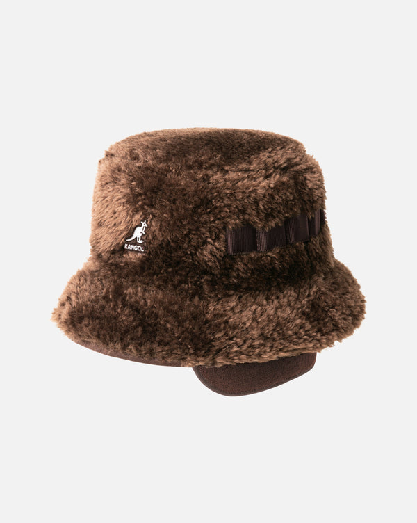 Faux Shearling Utility Bucket Hat Brown