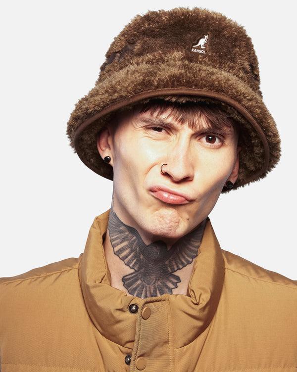Faux Shearling Utility Bucket Hat Brown