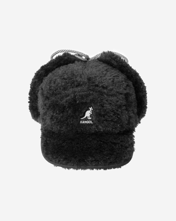 Faux Shearling Utility Flap Cap hat Black