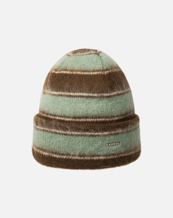 Fuzzy Stripe Beanie hat Brown