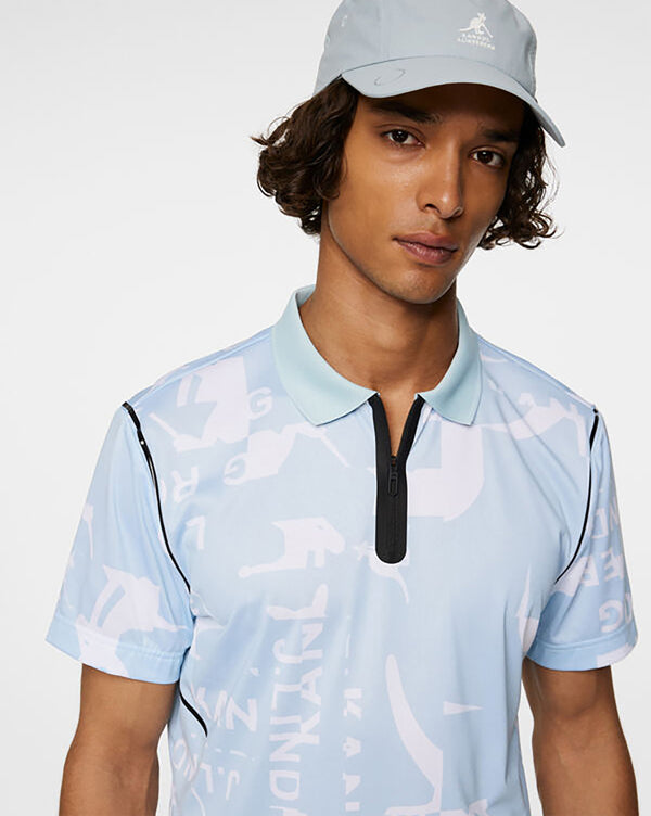 Kangol X J.Lindeberg Miro Print Polo Top JL Kangol WinterSky White M