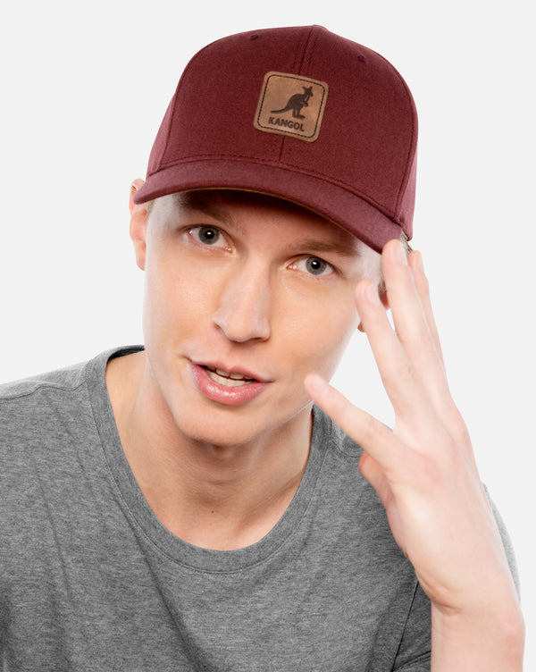 Leather Patch Flexfit Baseball Hat MAROON