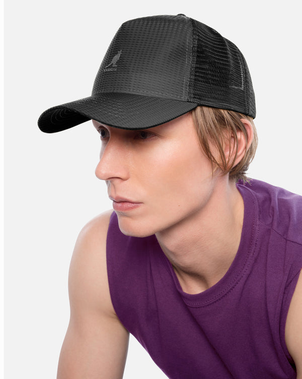 Seersucker Mesh Trucker Hat Black