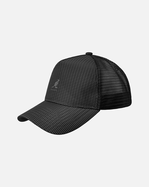 Seersucker Mesh Trucker hat Black