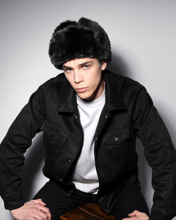 Wool Ushanka Hat Black