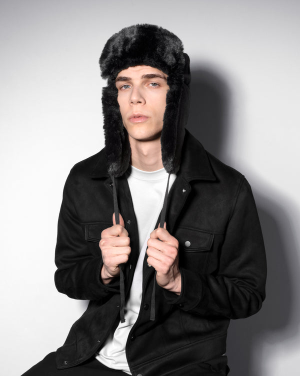 Wool Ushanka Hat Black