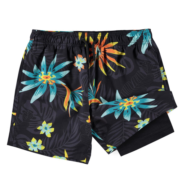 Kanu Surf Boys' Adventure Stretch Swim Trunks Black/Aqua