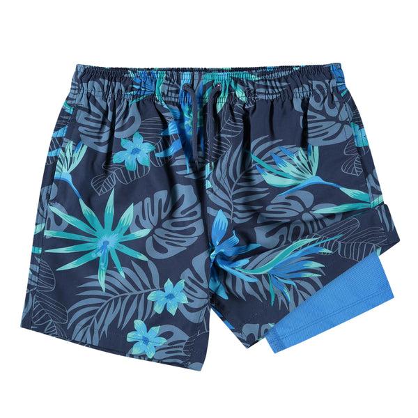 Kanu Surf Boys' Adventure Stretch Swim Trunks Black/Aqua