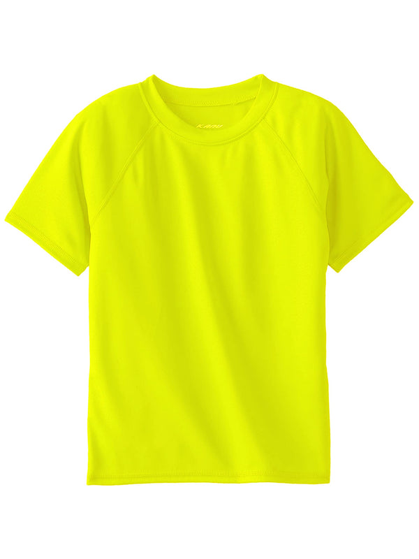 kanu surf Boys' Solid Short Sleeve Swim Shirts Yellow
