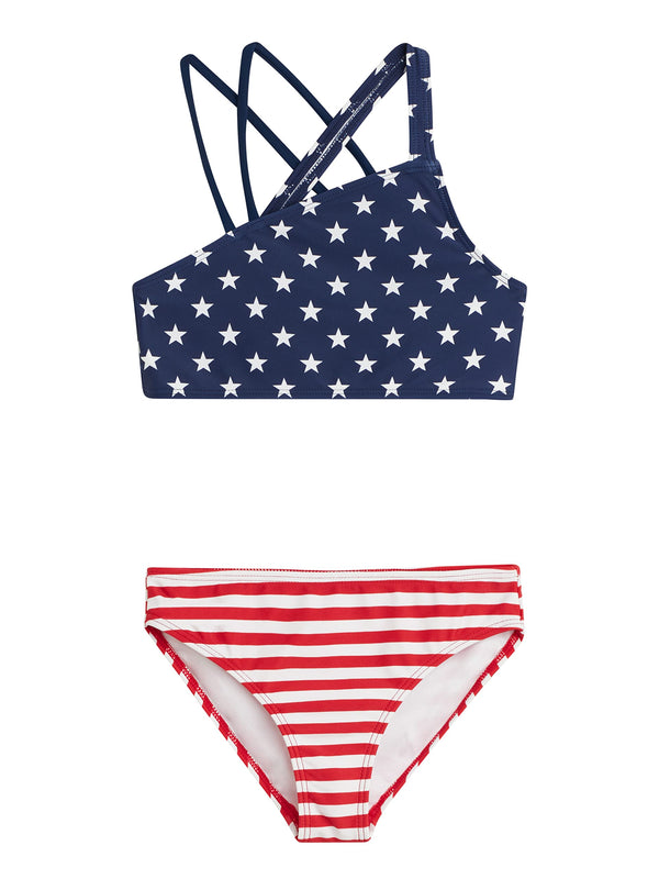 kanu surf Girls' America Angle Bikini Red/White/Blue