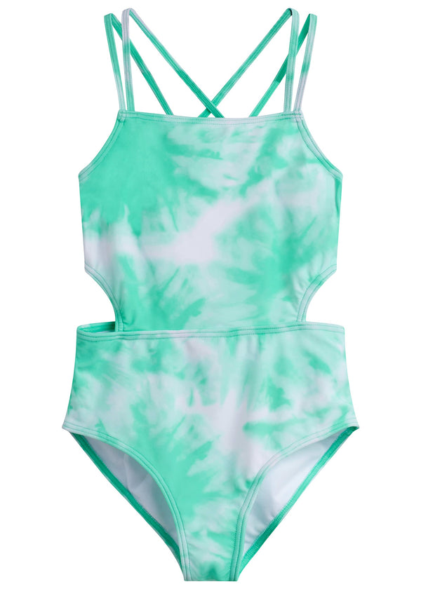 Kanu Surf Girls' Beach Girl Off Shoulder 1-pc Swimsuit Denim