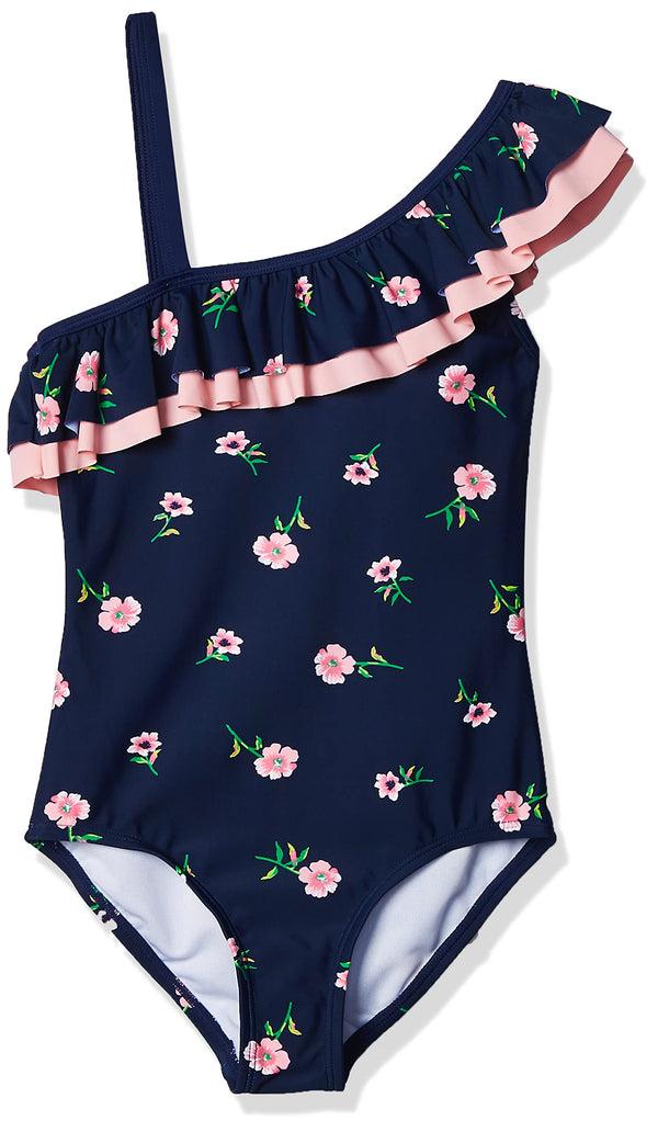 Kanu Surf Girls' Morgan 1 Shoulder Ruffle 1-pc Swimsuit Black