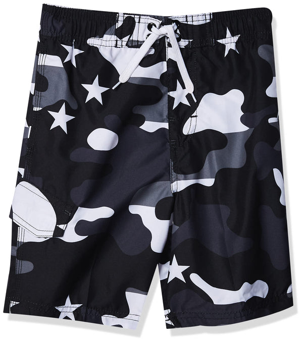 Kanu Surf Boys' Camo Flag Swim Trunks Black