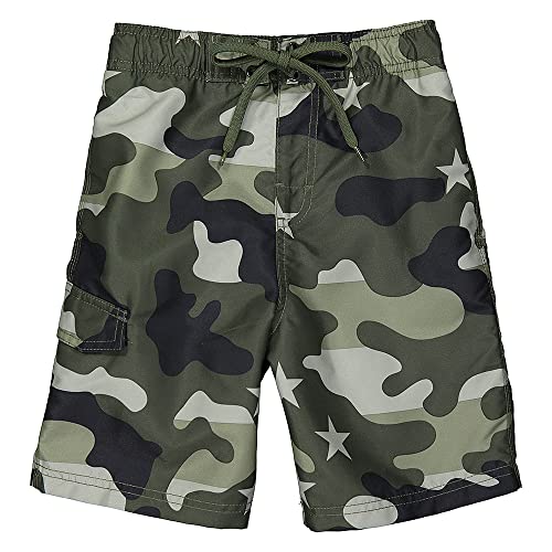 kanu surf Boys' Camo Flag Swim Trunks Black