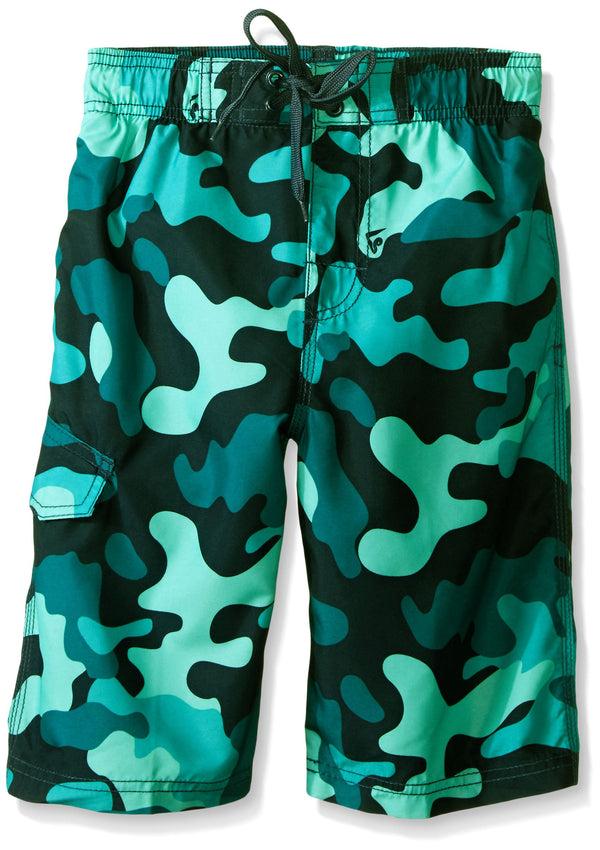 Kanu Surf Boys' Camo Swim Trunks Black