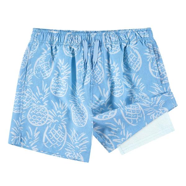 kanu surf Boys' Pineapple Stretch Swim Trunks Aqua