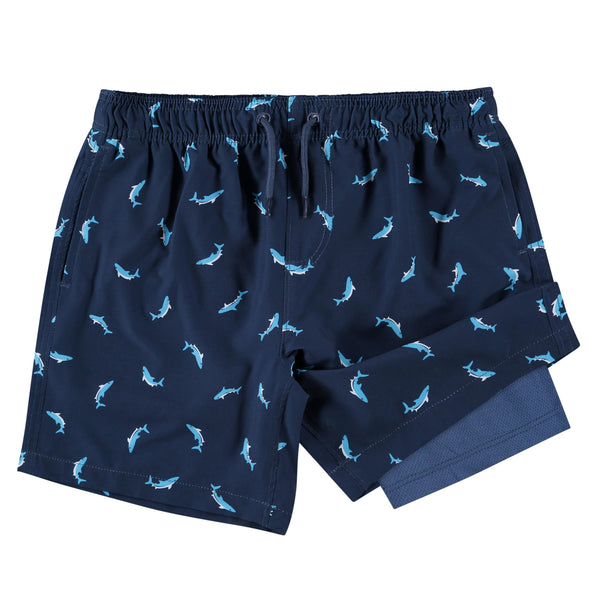 Kanu Surf Boys' Sharks Stretch Swim Trunks Navy