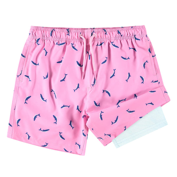 kanu surf Boys' Sharks Stretch Swim Trunks Navy