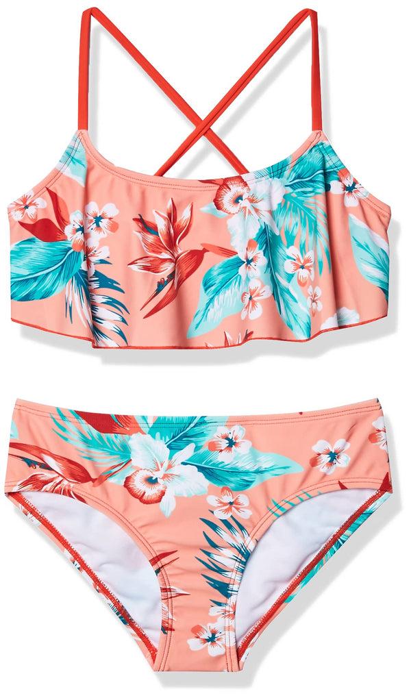 Kanu Surf Girls' Alania Flounce Bikini Coral