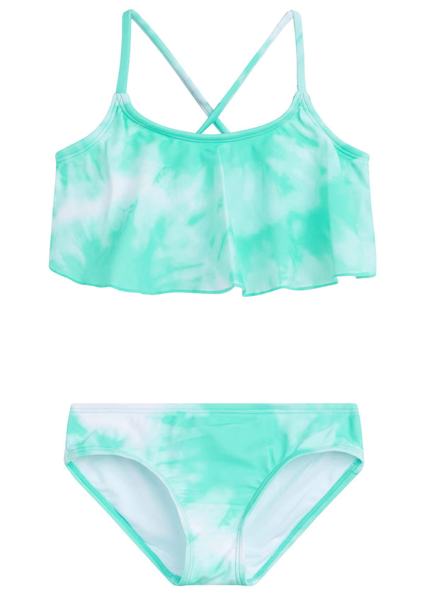 Kanu Surf Girls' Beach Girl Flounce Bikini Denim