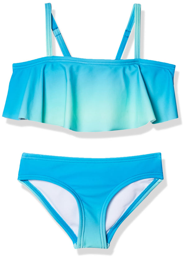 kanu surf Girls' Janie Flounce Bikini Blue