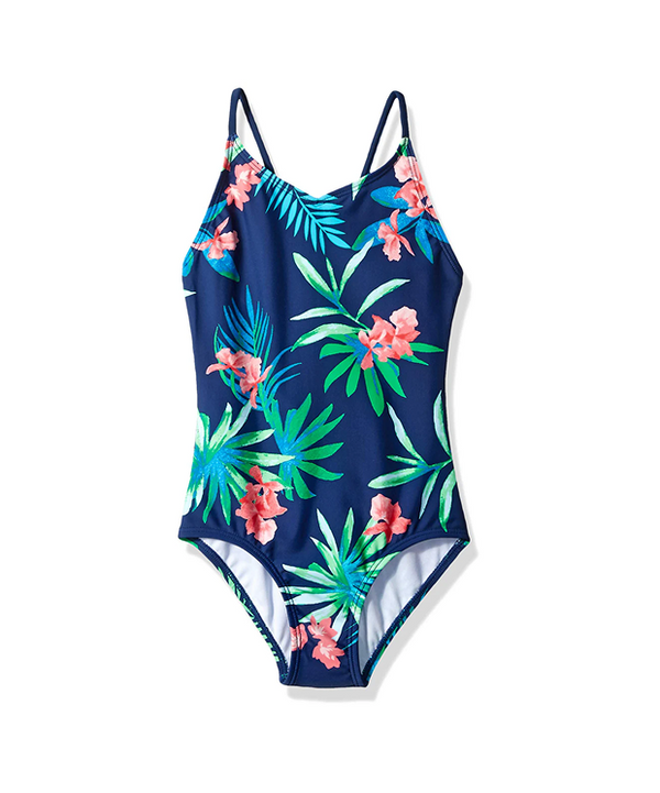 kanu surf Girls' Leonie V-Neck 1-pc Swimsuit Navy