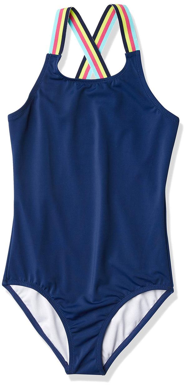 kanu surf Girls' Maggie Athletic 1-pc Swimsuit Navy