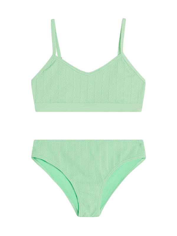 Kanu Surf Girls' Solid Ruched V Bikini Black