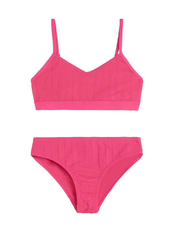 Kanu Surf Girls' Solid Ruched V Bikini Black