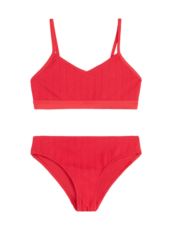 Kanu Surf Girls' Solid Ruched V Bikini Black