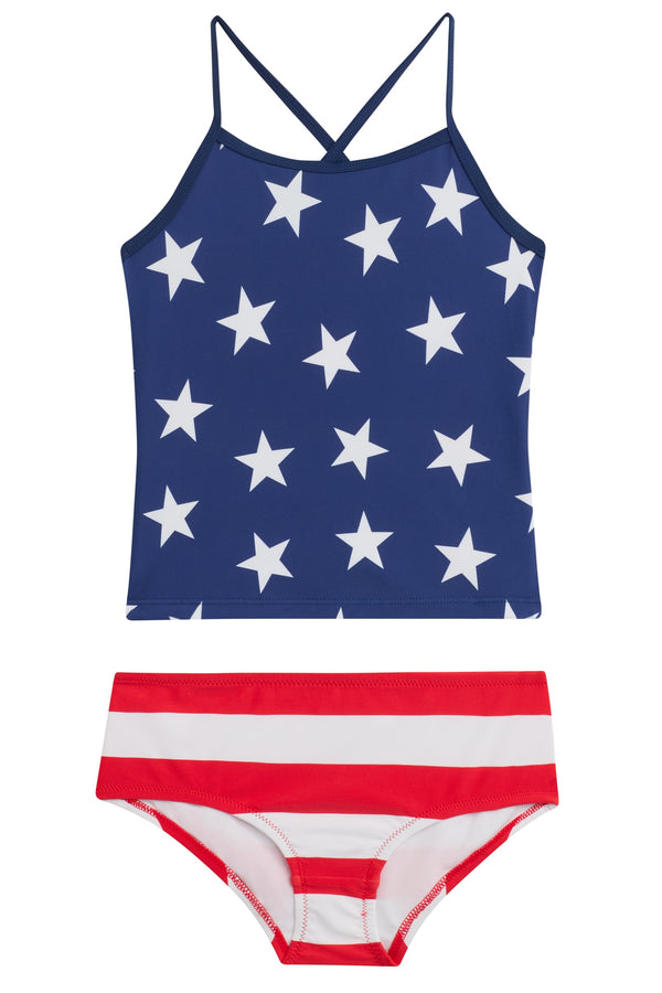 kanu surf Girls' Usa Banded Tankini Red/White/Blue