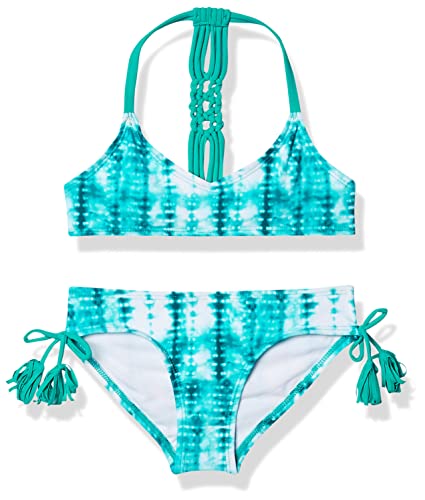 Kanu Surf Girls' Willow Ruffle Bikini (Part 1) Green1