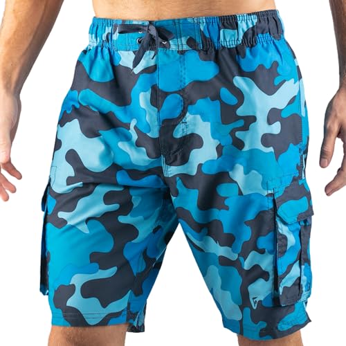 Kanu Surf Men's Camo 9" Swim Trunks Army Green