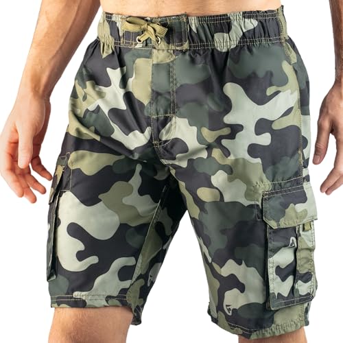 kanu surf Men's Camo 9" Swim Trunks Army Green