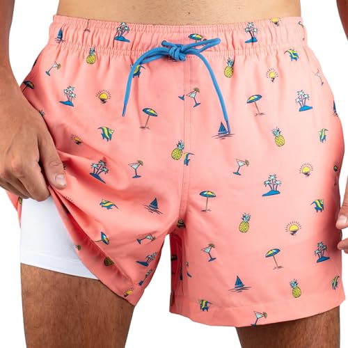 kanu surf Men's Fiesta 5" Stretch Swim Trunks Coral