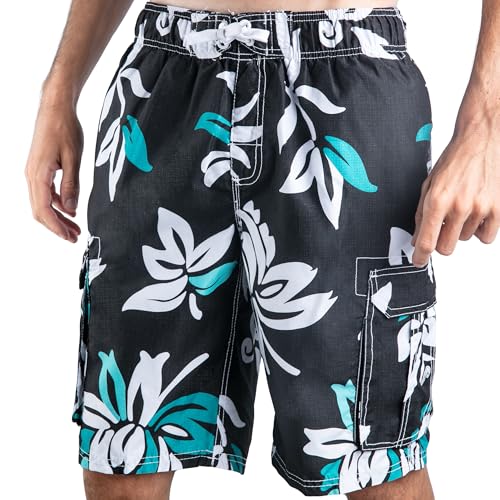 kanu surf Men's Oahu 9" Swim Trunks Black