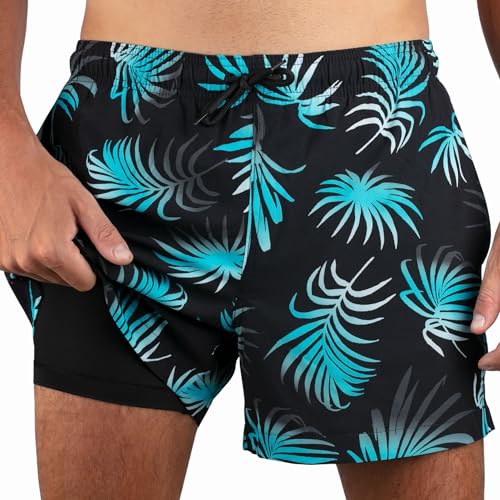 kanu surf Men's Rewind 5" Stretch Swim Trunks Black