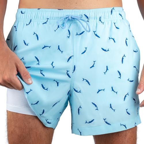 Kanu Surf Men's Sharks 5" Stretch Swim Trunks Navy