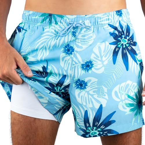 Kanu Surf Men's Adventure 5" Stretch Swim Trunks Black/Aqua