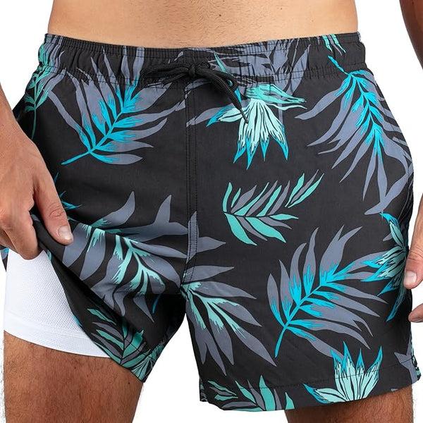 kanu surf Men's Bayside 5" Stretch Swim Trunks Black