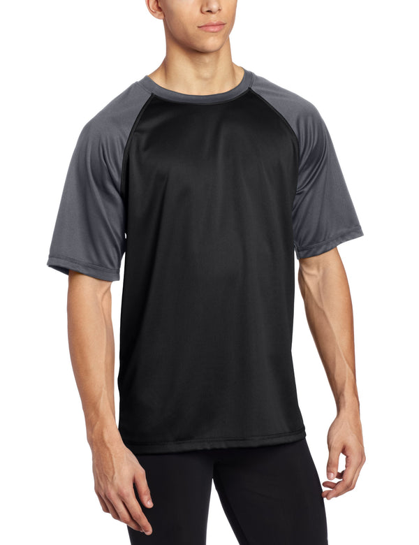 kanu surf Men's Contrast Short Sleeve Rashguard Black