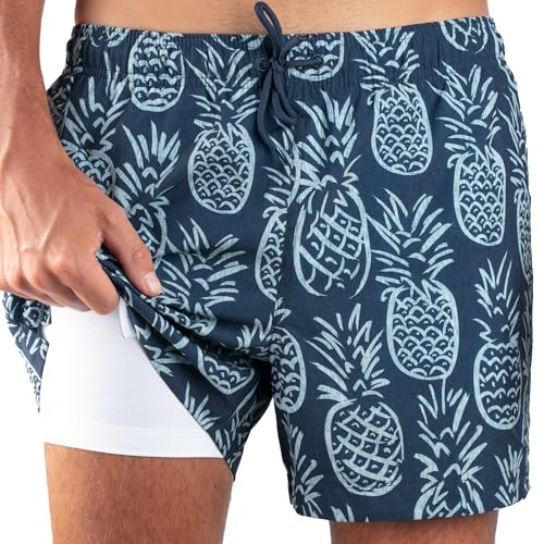 Kanu Surf Men's Pineapple 5" Stretch Swim Trunks Aqua