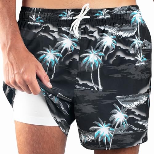 kanu surf Men's Seascape 5" Stretch Swim Trunks Black