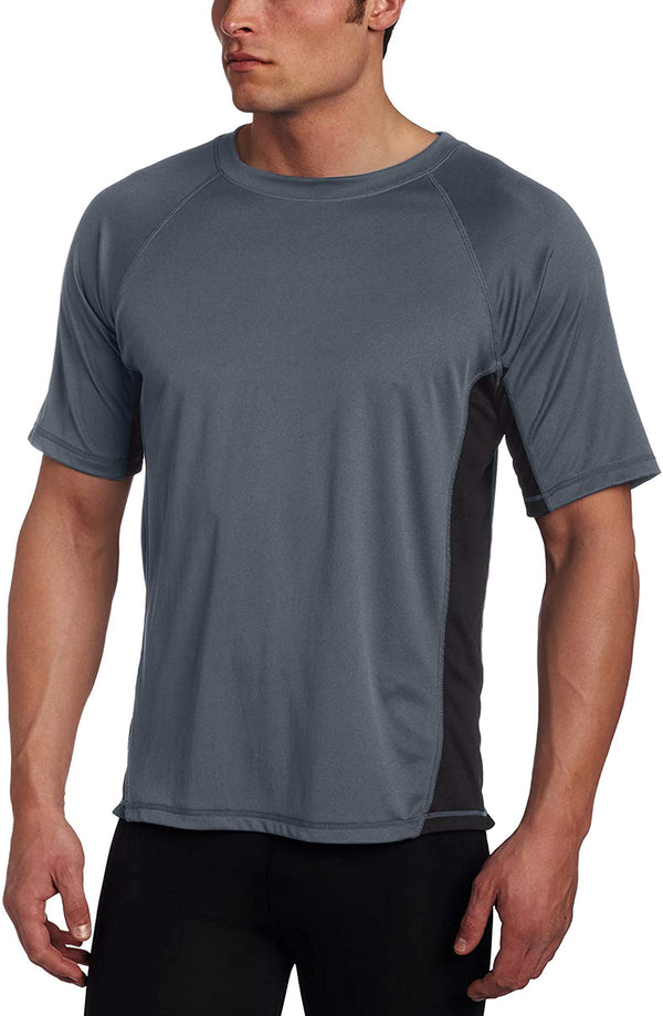 Kanu Surf Men's Sidebreak Short Sleeve Swim Shirts Black
